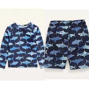 Old Navy Rash Guard Shark Swim Top & Trunk Set